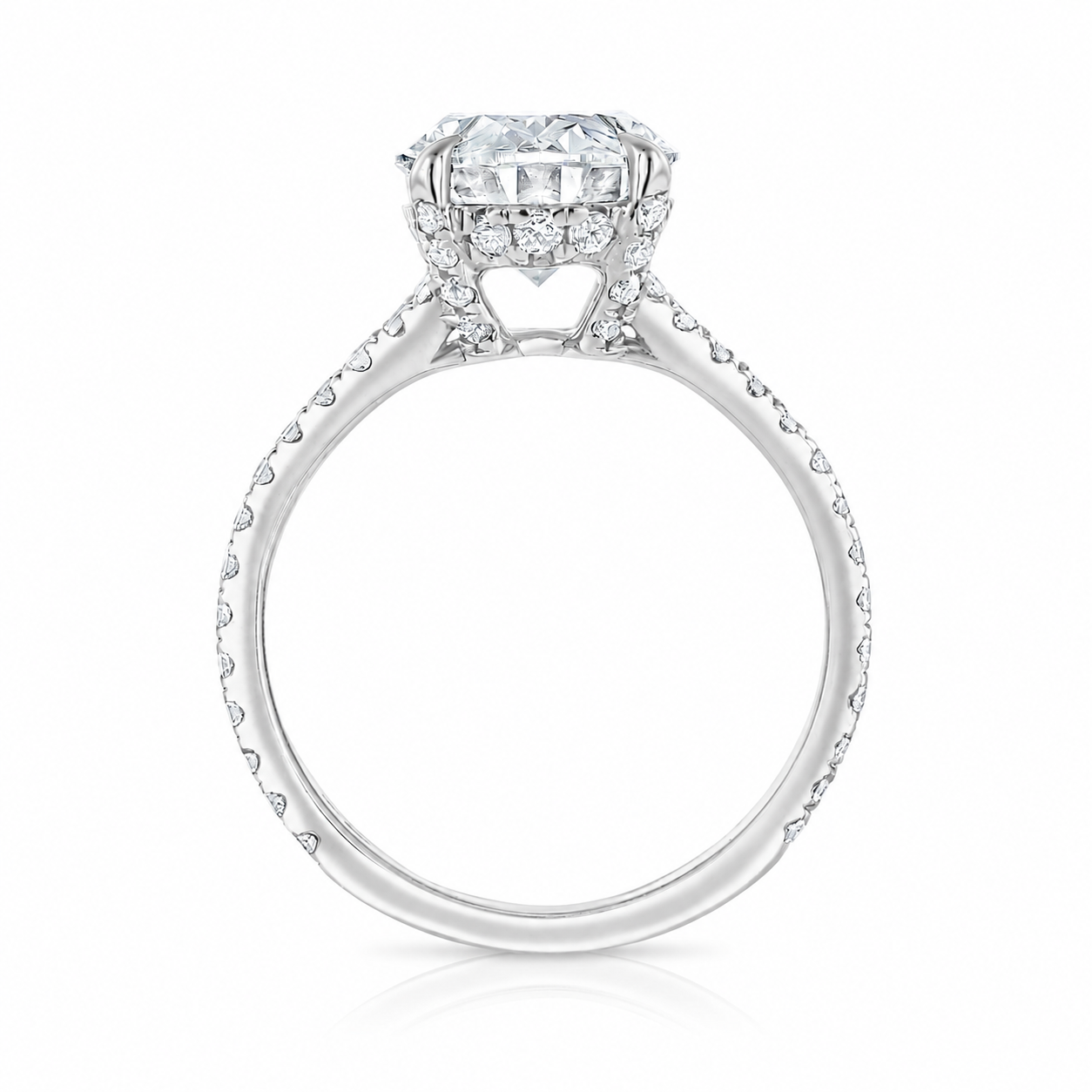 5.04CT E VS1 Oval Lab Grown Diamond Hidden Halo Engagement Ring 14kt