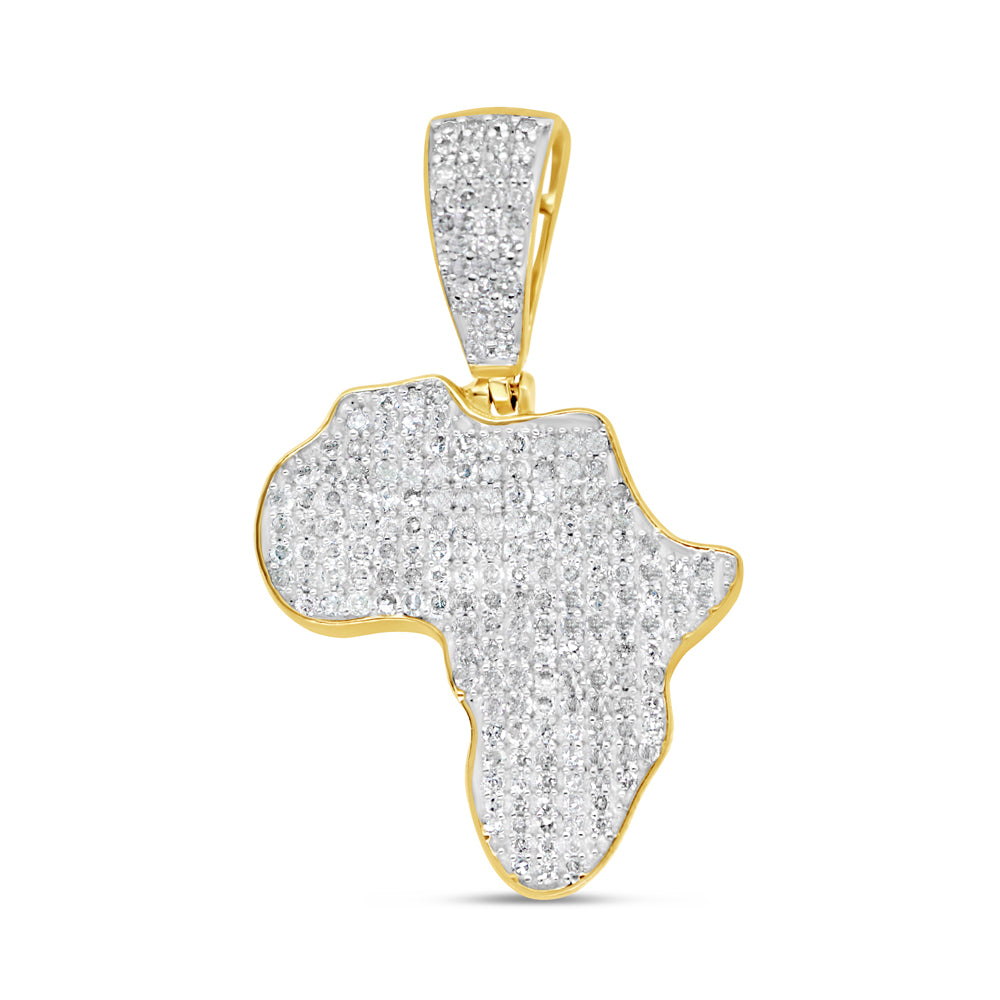 Africa - Yellow Gold Diamond Pendant | 0.88CTW | 14K | 17.7MM