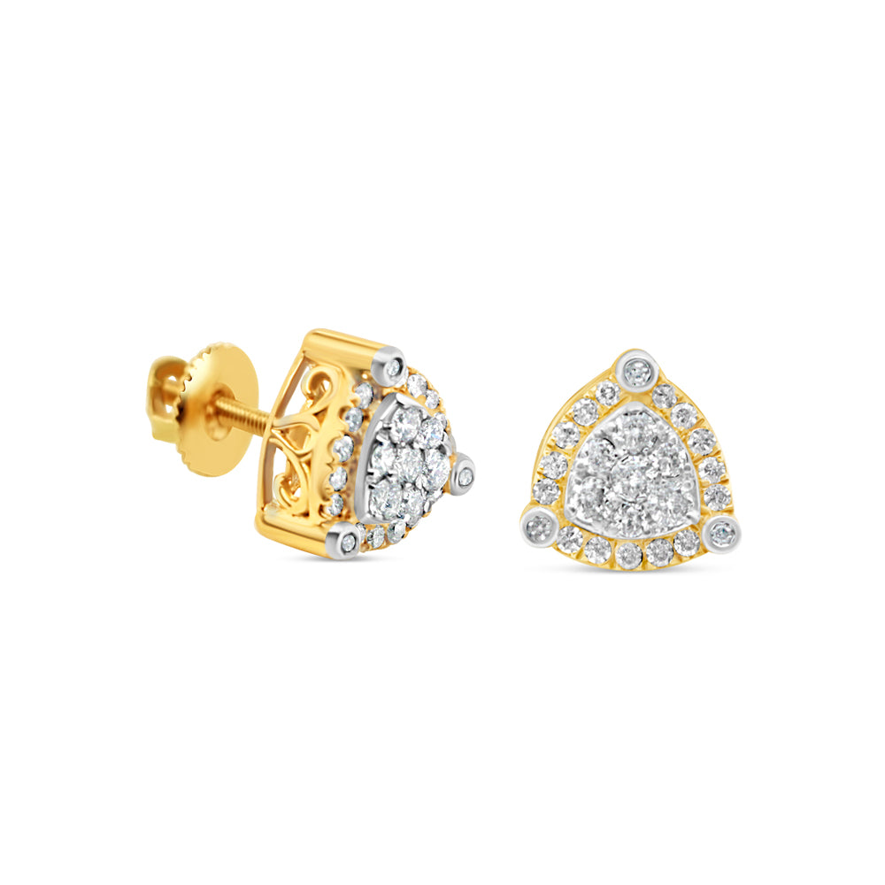 14k Gold Diamond Triangle Earrings 9.5mm 0.66 CTW