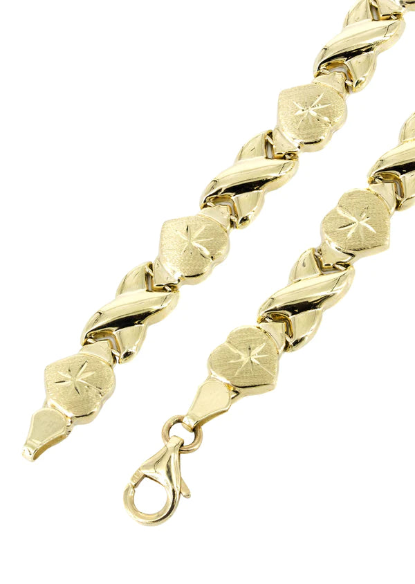 YELLOW GOLD "XO HEART" NECKLACE & BRACELET SET FOR WOMEN | APPX 16.9 GRAMS