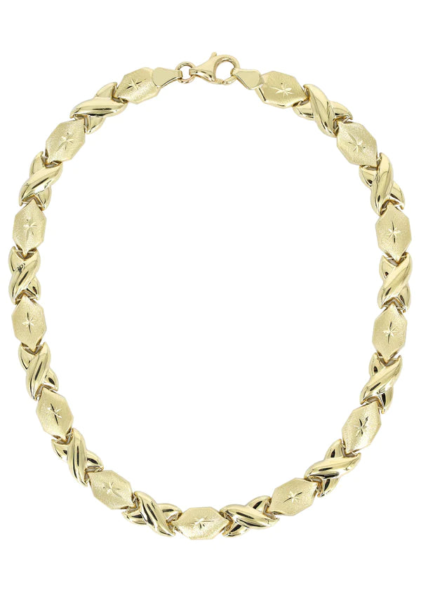 YELLOW GOLD "XO" NECKLACE & BRACELET SET FOR WOMEN 10K/14K APPX 17.1 GRAMS