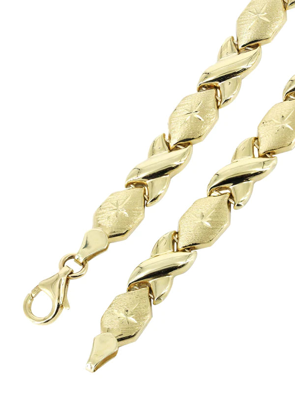 YELLOW GOLD "XO" NECKLACE & BRACELET SET FOR WOMEN 10K/14K APPX 17.1 GRAMS