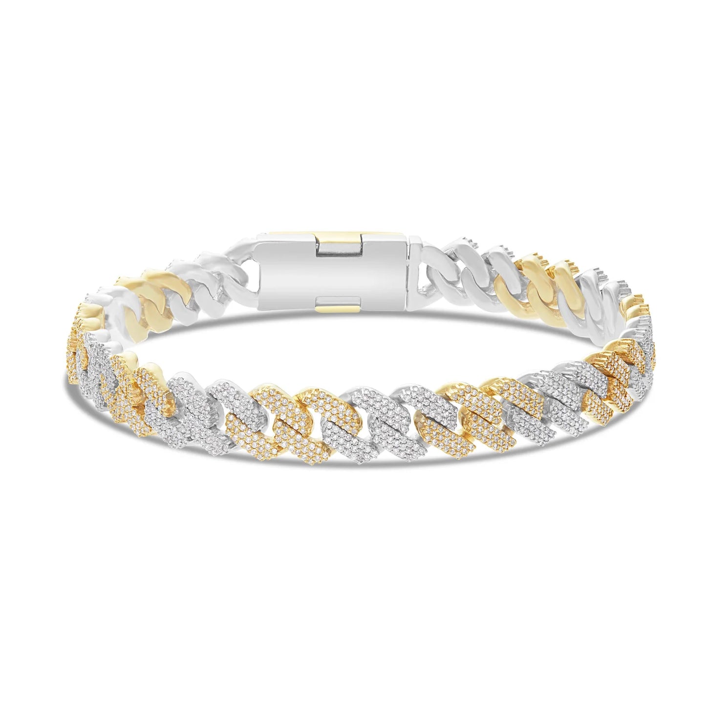 10K Gold Two Tone Diamond Cuban Bracelet | 8.5MM | 3 Color Option Available |