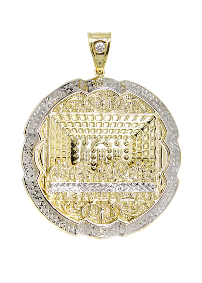 Round Last Supper Pendant - Yellow Gold  | Customizable Size | 10K