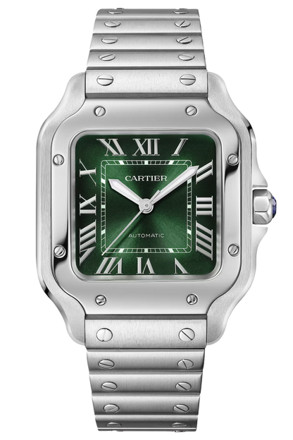 Santos De Cartier Watch - Medium Model | Steel | Automatic | Interchangeable Leather Strap