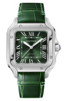 Santos De Cartier Watch - Medium Model | Steel | Automatic | Interchangeable Leather Strap