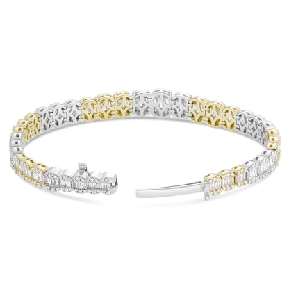 14K GOLD TWO TONE 9.25CT Baguette and Round Diamond Bracelet