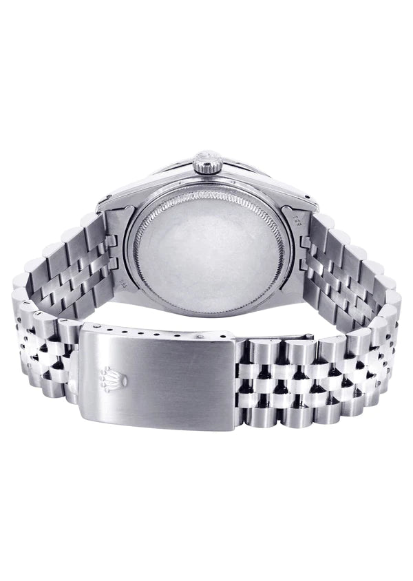 Diamond Rolex Datejust Watch 16200 | 36MM | Full Diamond Color Arabic Dial | Stainless Steel | Jubilee Band
