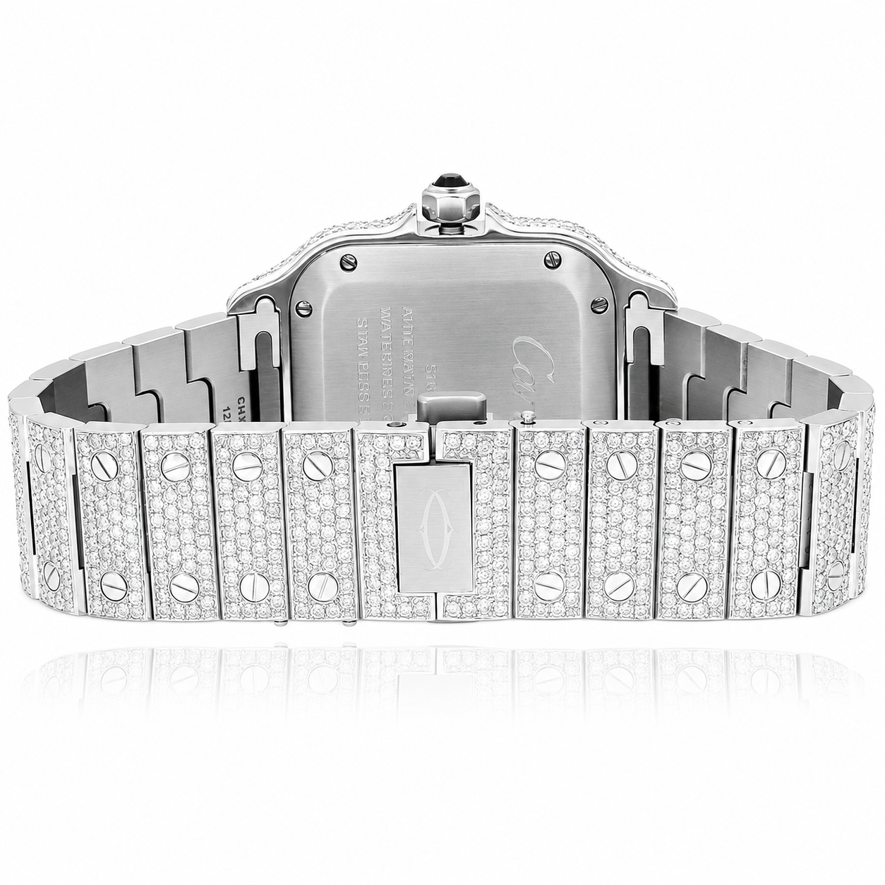 Cartier Santos Yellow & White  40MM 12CTW Natural Diamond Bussdown Iced Out Mens Watch