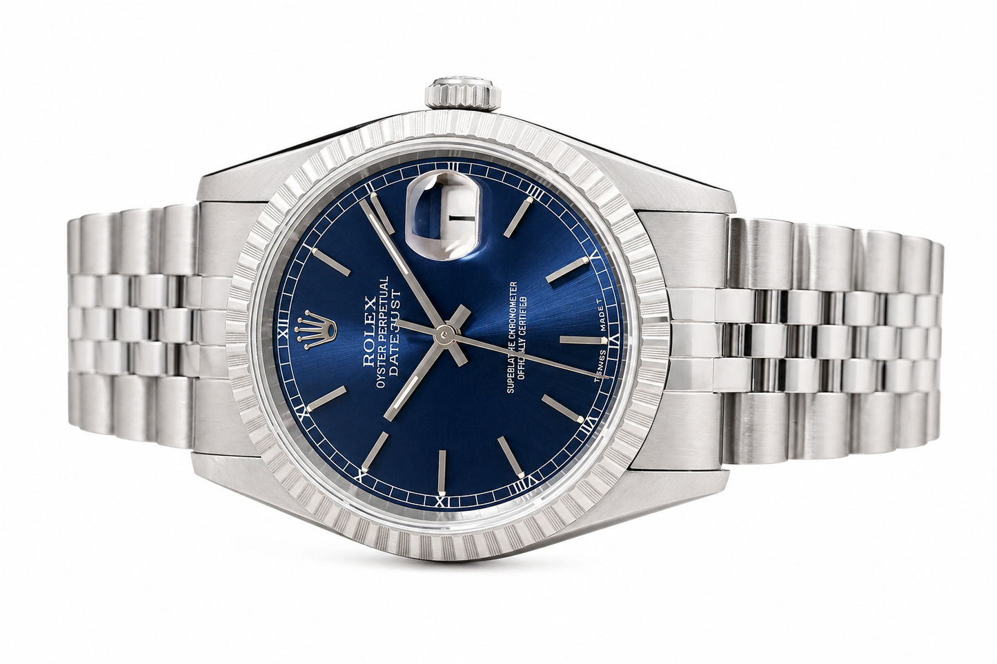 Rolex Datejust Watch 16220 for Men | 36MM | Blue Dial | Stainless Steel | Jubilee Band B & P