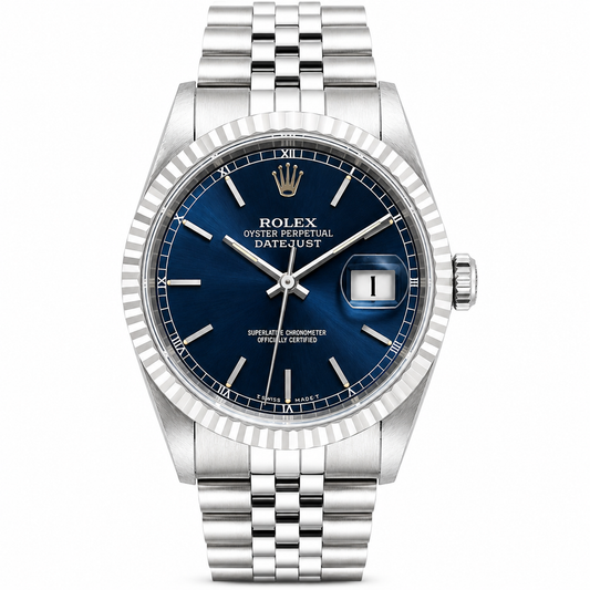 Rolex Datejust Watch 16220 for Men | 36MM | Blue Dial | Stainless Steel | Jubilee Band B & P
