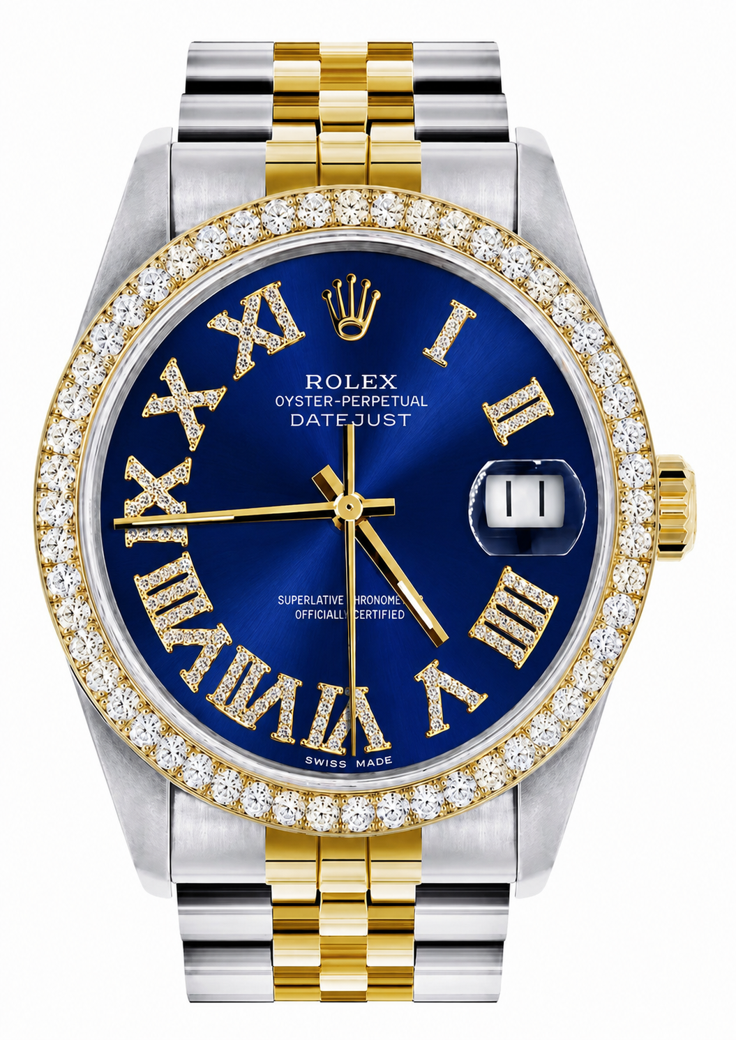 Rolex Datejust Watch 16013 | 36MM |  Jubille Band Blue Roman Diamond Dial | Diamond Bezel