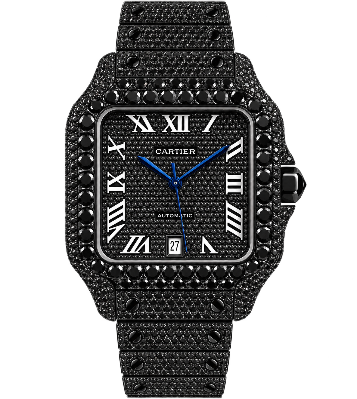 Cartier Santos 40mm - PVD Black Sapphire Gem Stones Iced Out