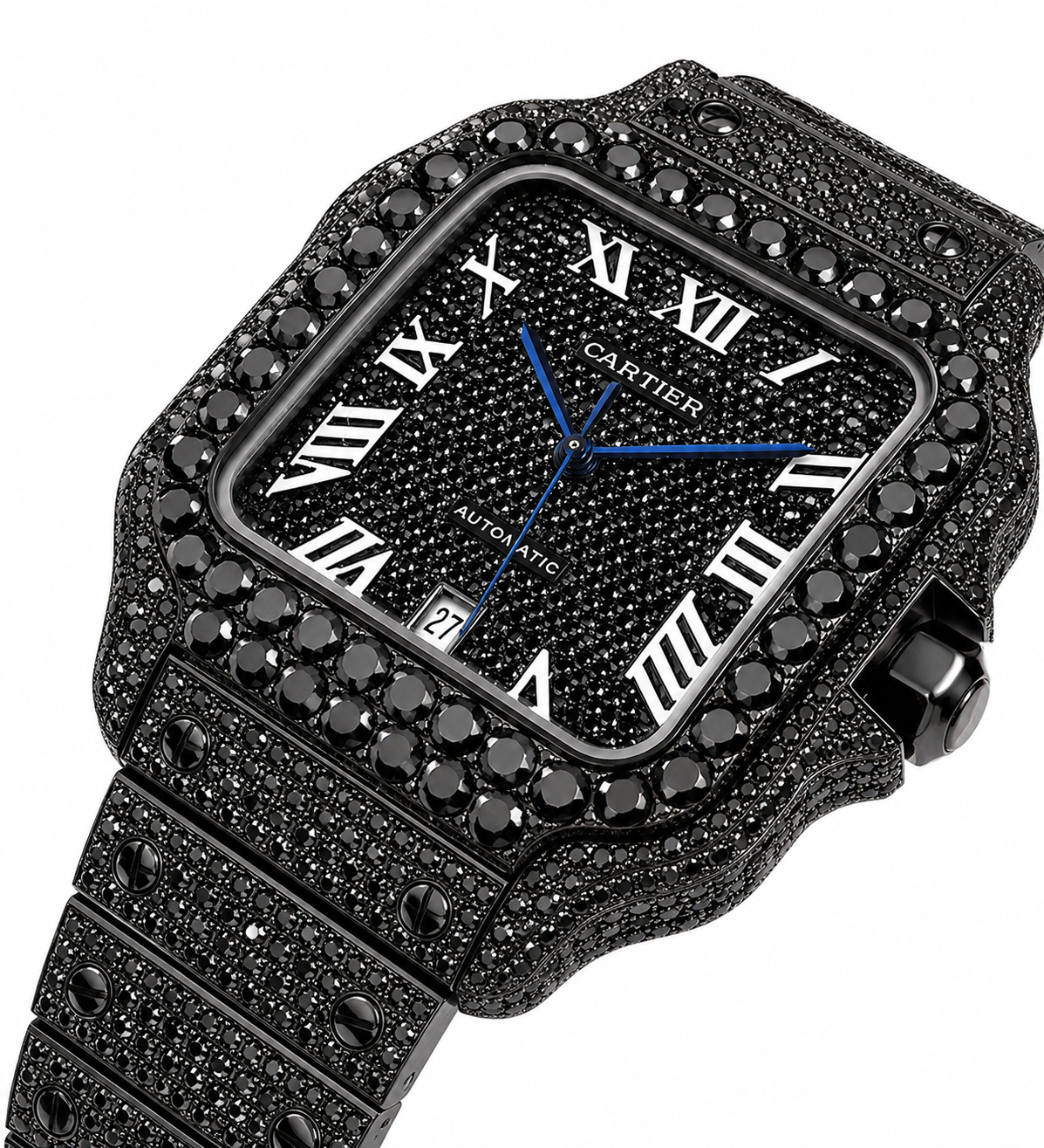 Cartier Santos 40mm - PVD Black Sapphire Gem Stones Iced Out
