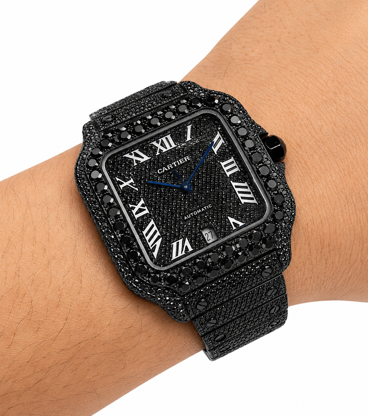 Cartier Santos 40mm - PVD Black Sapphire Gem Stones Iced Out