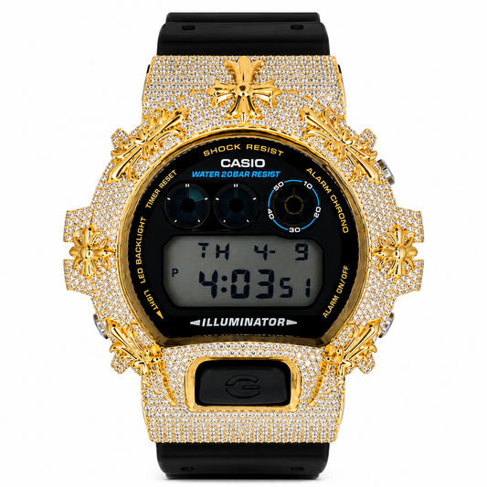 Casio G-Shock Steel Iced Out Diamond Watch 4.00CT DW-6900 Chrome Hearts Design