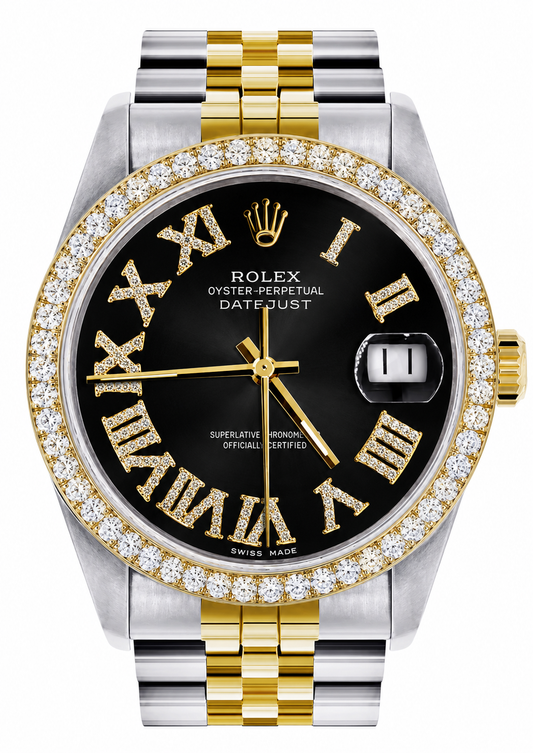 Rolex Datejust Watch 16013 | 36MM | Custom Jubille Band Roman Diamond Dial | Diamond Bezel