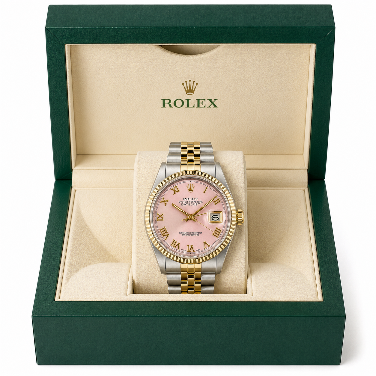 Rolex Datejust | 36MM | Pink Roman Dial | Two Tone |  Jubilee Band 16013
