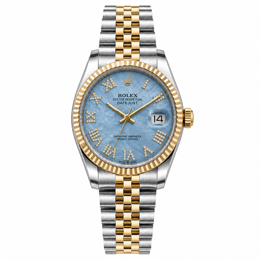 Rolex Datejust | 36MM |  Roman Blue Mop Diamond Dial | Two Tone |  Jubilee Band 16013