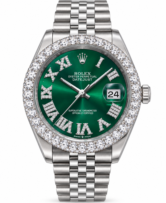Rolex Datejust Watch | 36MM | Green Diamond Dial | Diamond Bezel  Jubilee Band | 16014