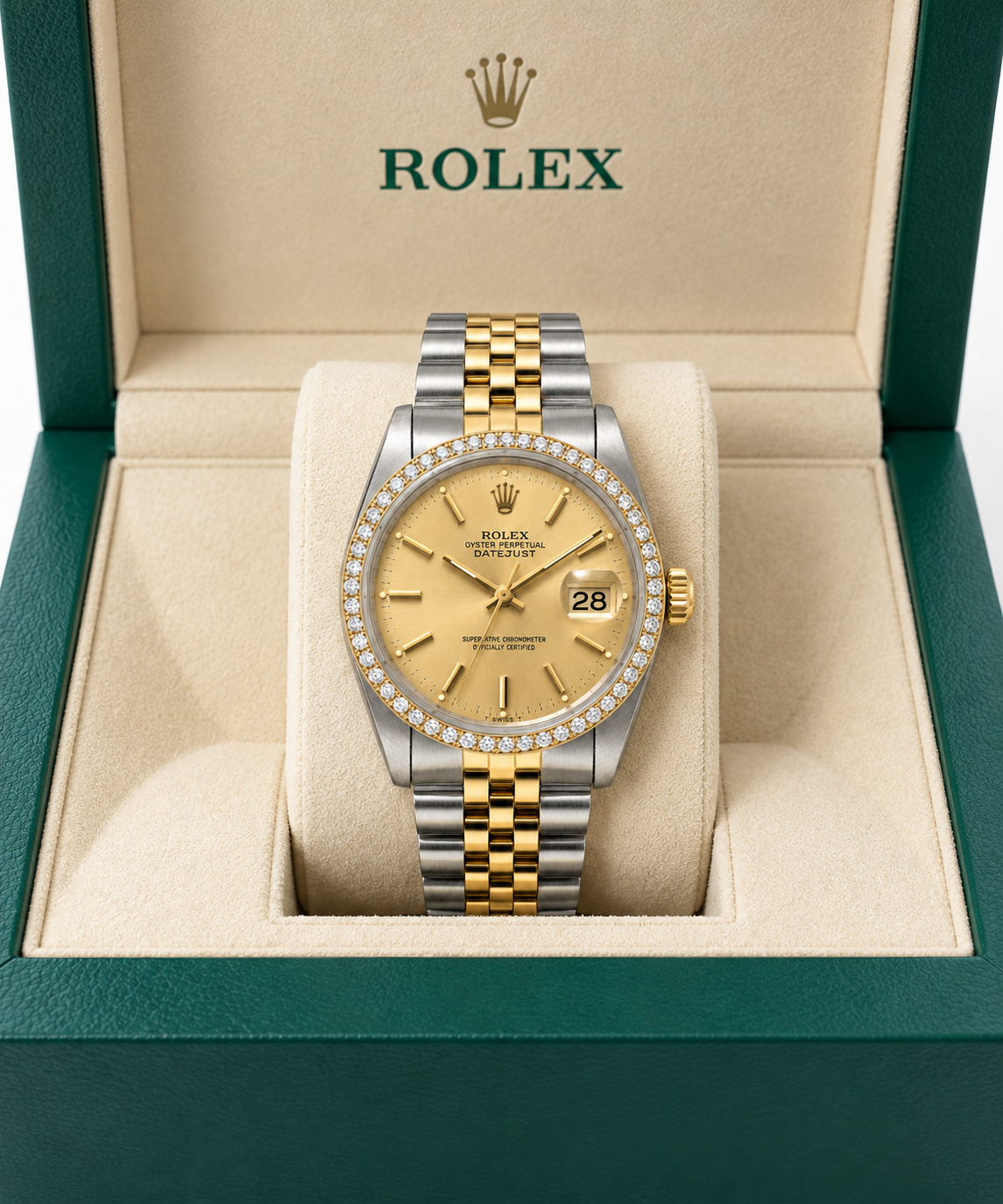 Rolex Datejust Watch 16013 | 36MM | Jubille Band Champagne Diamond Bezel 1.00 CT