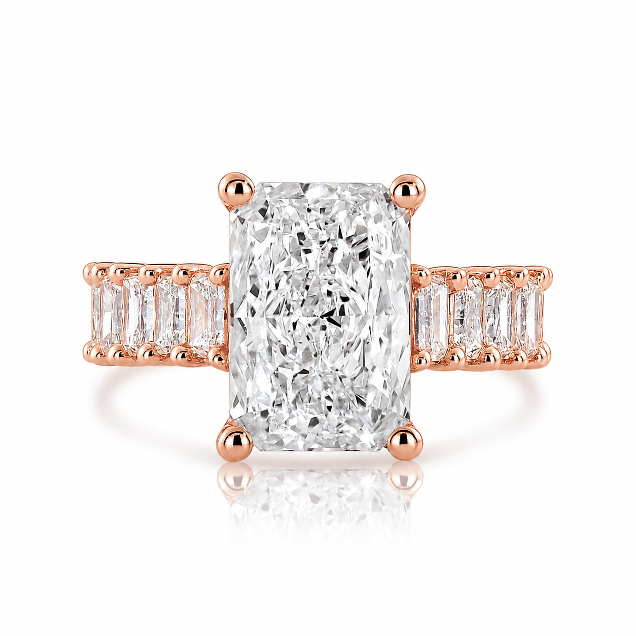 7.00 E VS1 Radiant Lab Grown Diamond Engagement Ring 14kt