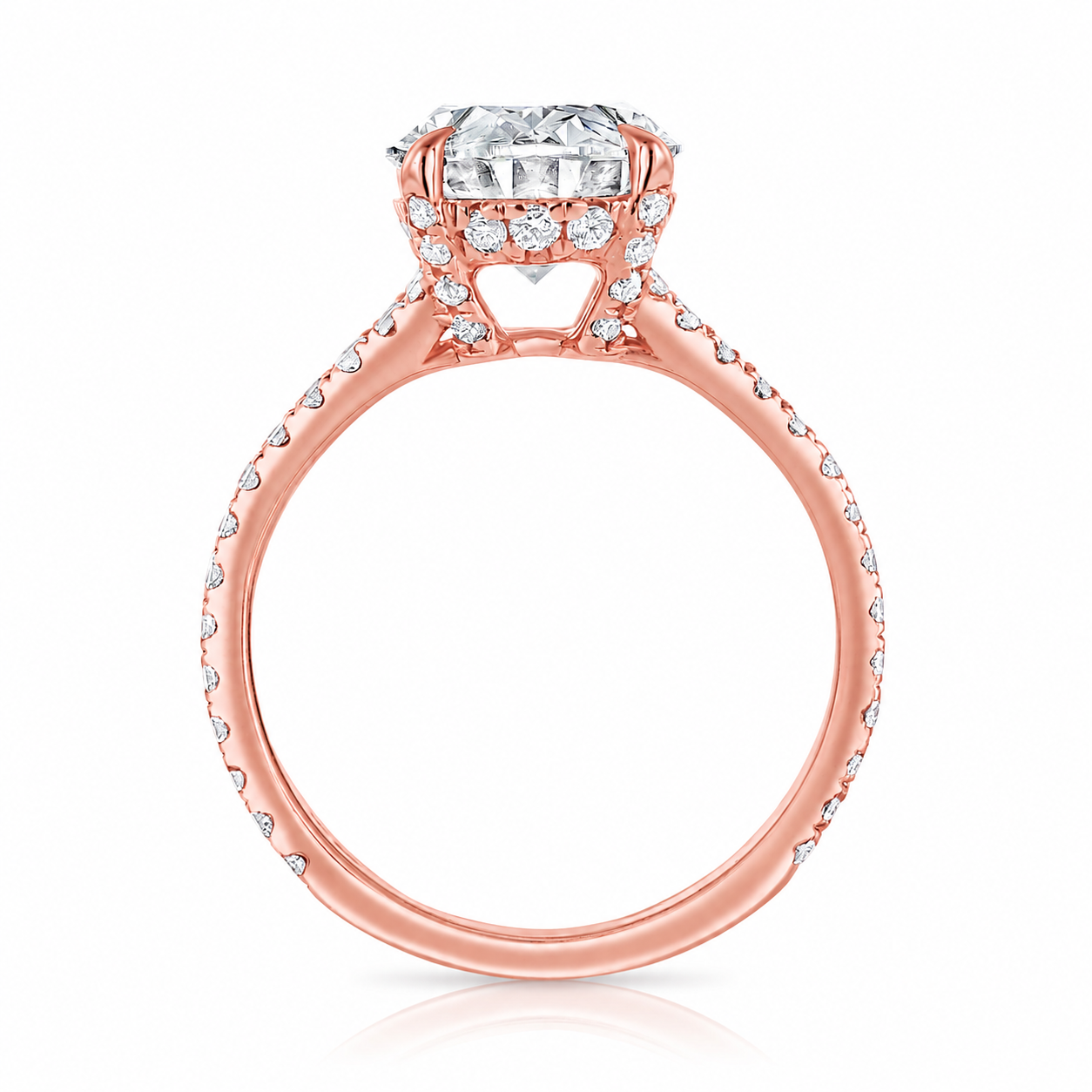 5.04CT E VS1 Oval Lab Grown Diamond Hidden Halo Engagement Ring 14kt