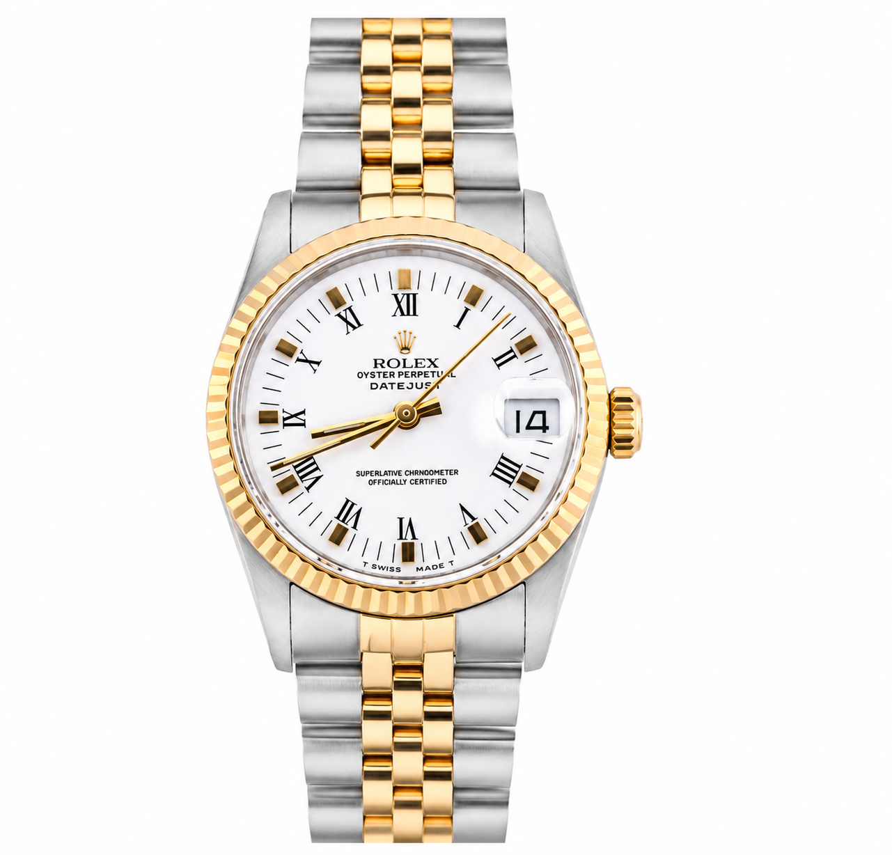 Rolex  Datejust 31 mm Fluted Bezel White Roman Dial Jubilee Band