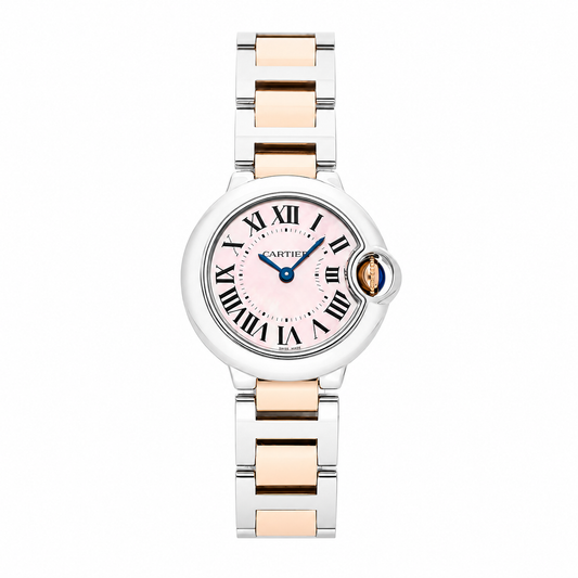 Cartier W2BB0009  Ballon Bleu 28mm 18K Gold Steel MOP Dial Lady's Quartz Watch