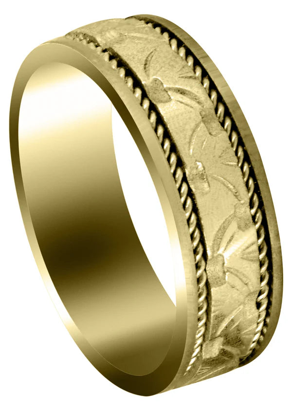 Mens Modern Wedding Band Ring | 14K/18K Solid Yellow Gold | Satin Finish (Bennett)