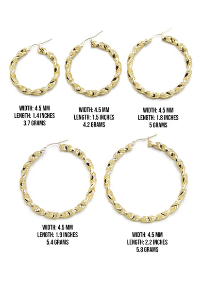 10K Womens Gold Hoop Earrings | Customizable Size | Width 4.5MM