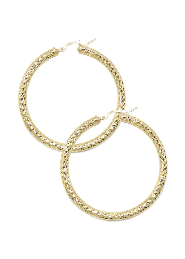 10K Womens Gold Hoop Earrings | Customizable Size | 4MM