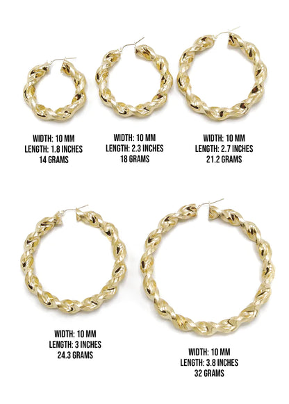 10K Womens Gold Hoop Earrings | Customizable Size | Width 10MM