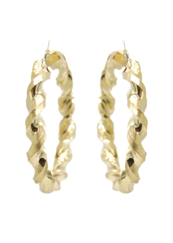 10K Womens Gold Hoop Earrings | Customizable Size | Width 10MM