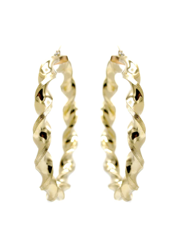 10K Womens Gold Hoop Earrings | Customizable Size | Width 8MM