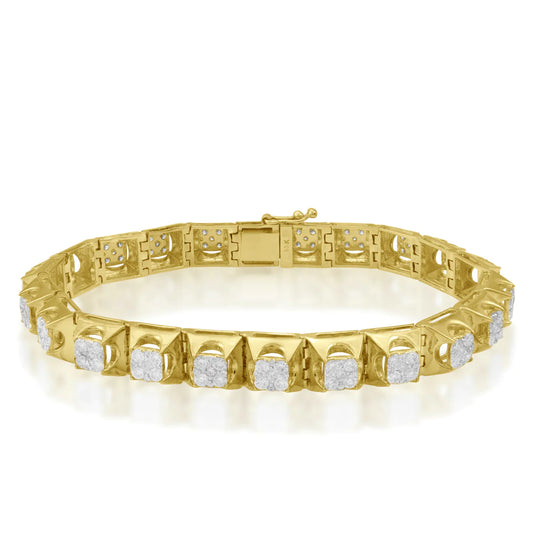 Diamond Bracket Bracelet | 10K/14K Yellow Gold | 3 Color Variant Options