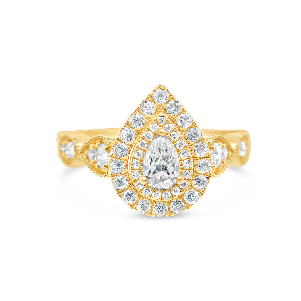 Gold Diamond Tear Drop/Pear Engagement Ring | 10K Yellow Gold | 0.51 CTW