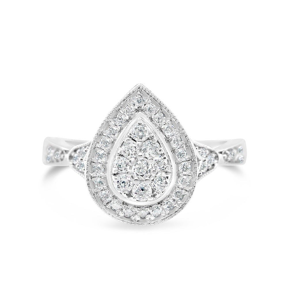 Gold Diamond Tear Drop/Pear Engagement Ring | 10K Yellow Gold | 0.51 CTW