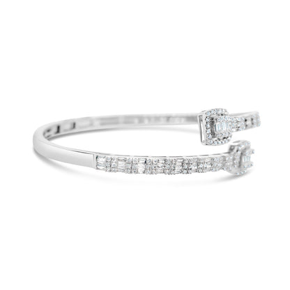 10K Gold 1.55CT Baguette and Round Diamond - Standard Square Bangle