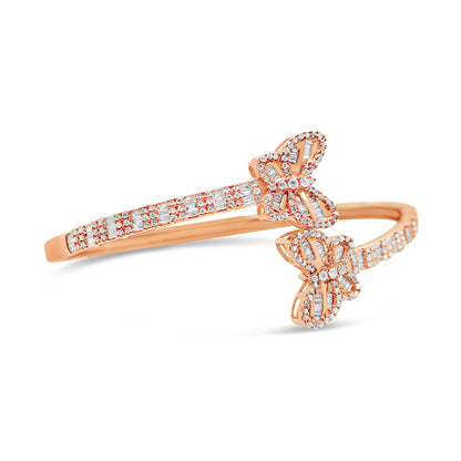 10K Gold 1.48CT Baguette and Round Diamond - Butterfly Bangle | + Two Tone Option