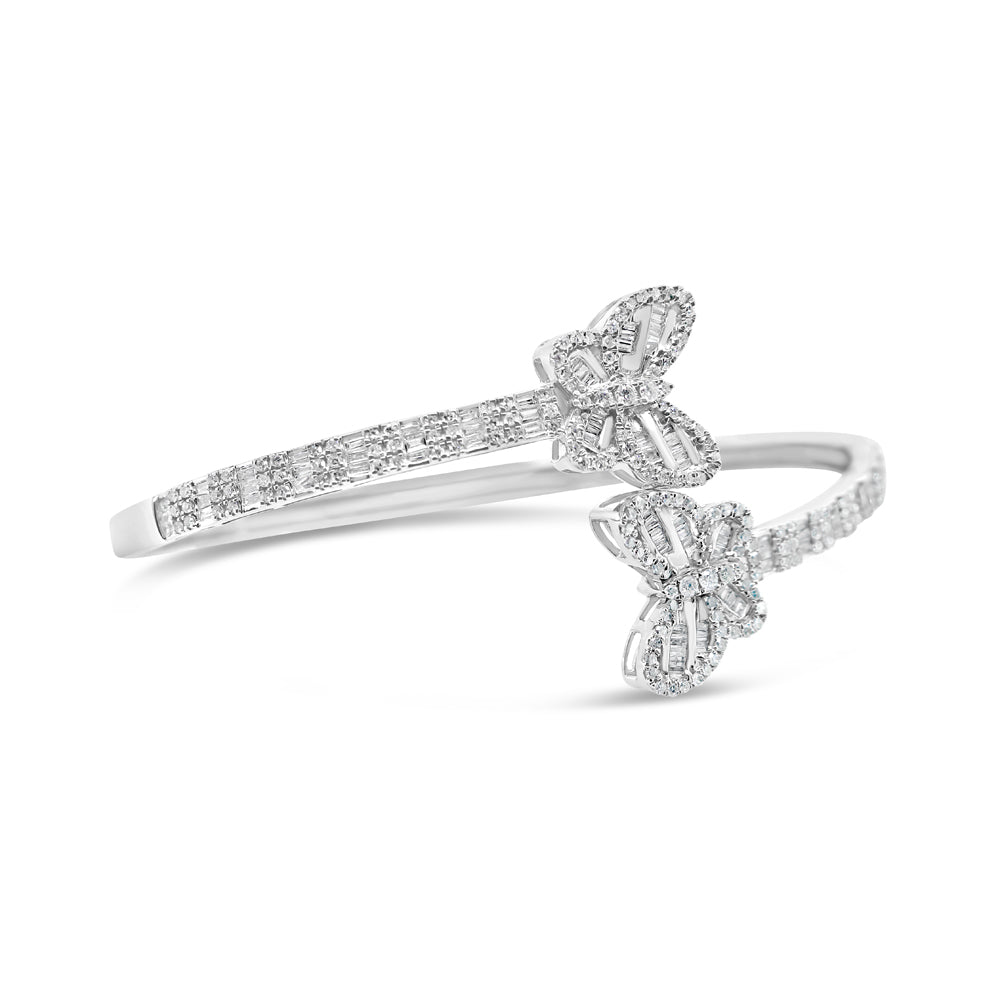 10K Gold 1.48CT Baguette and Round Diamond - Butterfly Bangle | + Two Tone Option