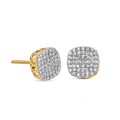 10k Gold Diamond Square Shape Earrings 7.5mm .29CT