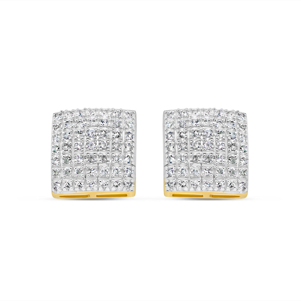 10k Gold Diamond Square Earrings 9.5mm .34CT