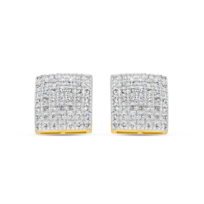 10k Gold Diamond Square Earrings 9.5mm .34CT