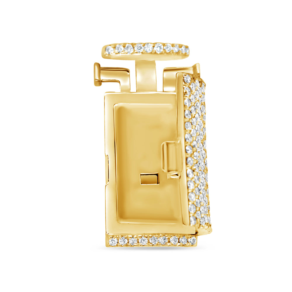 Lock - Gold Diamond Chain Lock | 2.50CTW | 14K | 14MM | Tri-Color Available