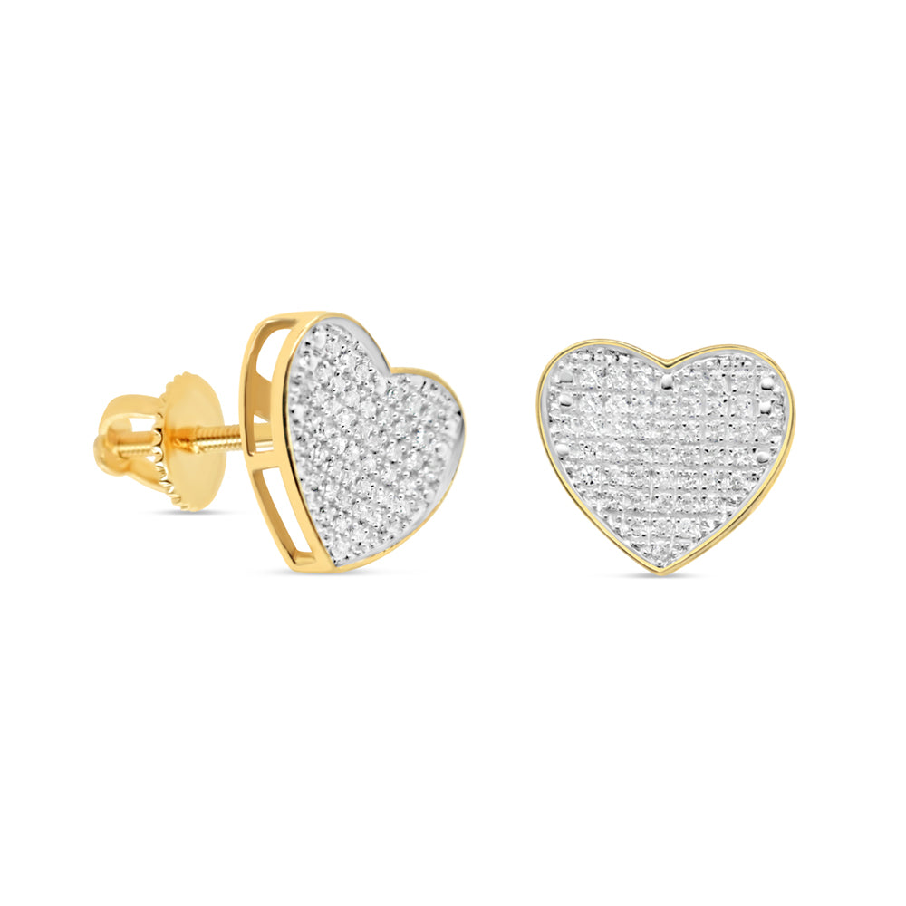 10k Gold Diamond Heart Earrings 11mm .33CTW