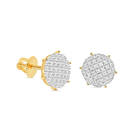 10k Gold Diamond Square Earrings 9mm .35CTW