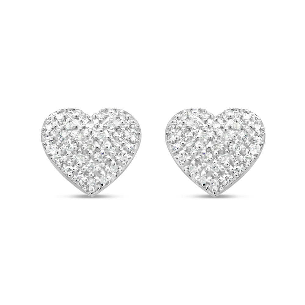 10k Gold Diamond Heart Earrings 9mm .27CTW