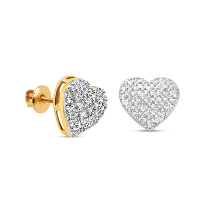 10k Gold Diamond Heart Earrings 9mm .27CTW