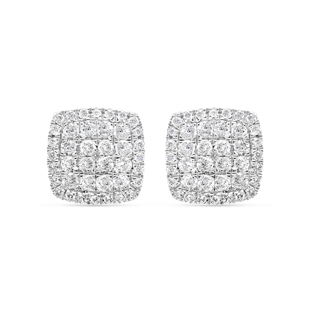 14k Gold Diamond Square Earrings 9.5mm 1.00CTW